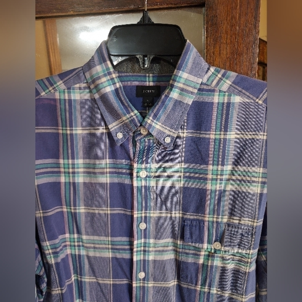 J. Crew Green and Blue Casual Button Down Shirt - Picture 4 of 9